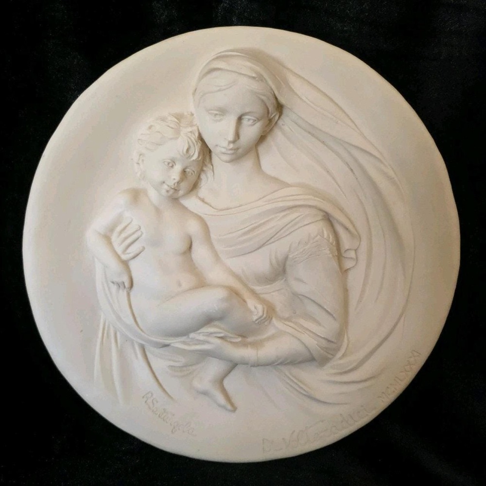 Madonna‎ Profetica Alabaster wall plaque Artist Alberto Santangela Made In Italy